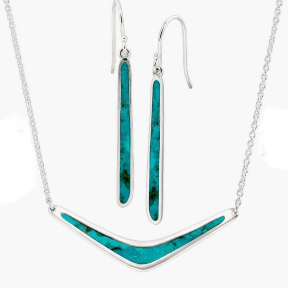 Silpada Sterling Silver & Turquoise Boomerang Necklace - Picture 8 of 14